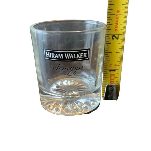 Pre Owned Hiram Walker Schnapps Shotglass Shot Tasting Glass Black Logo - Picture 6 of 7